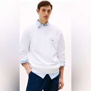 VTG 90s Tommy Hilfiger Mens Flag Logo Crewneck Sweatshirt Long Sleeve White LRG